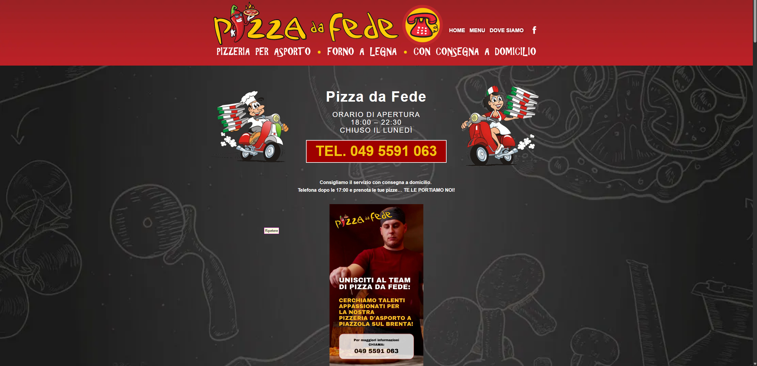 pizzeria Sito Web Pizza da Fede